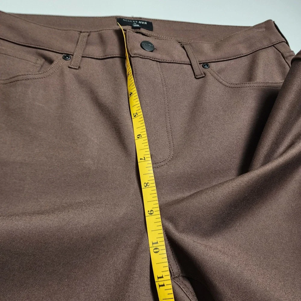 NYDJ Womens Sculpt Her Marilyn Straight Leg Pants Size 14P Brown Lift Tuck Ponte